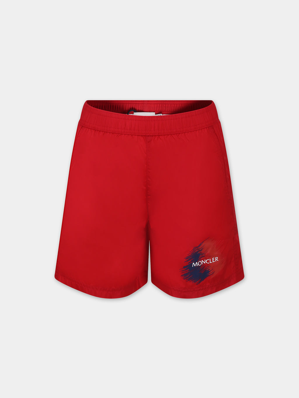 Red swim shorts fo boy with logo